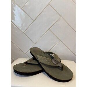 Women’s Rainbow Sandals Green leather flip flops size M 6.5-7.5 NWOB